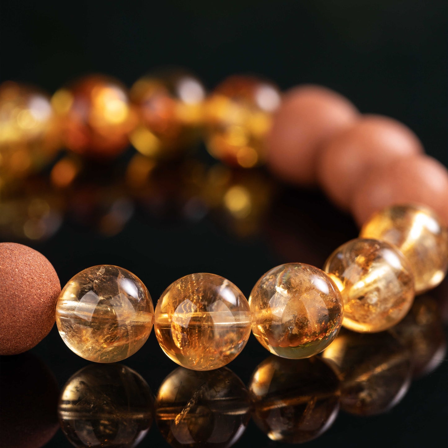 Golden Fortune Citrine & Amber Bead Bracelet