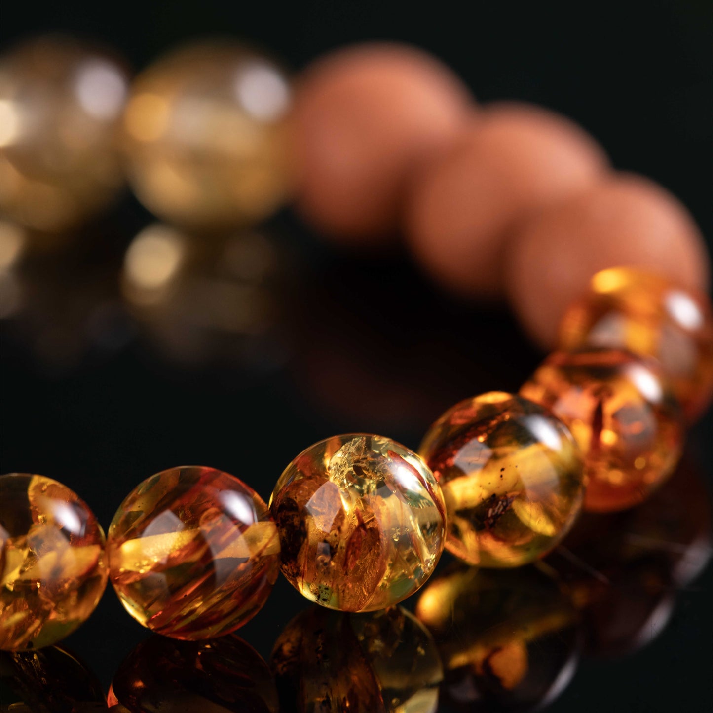 Golden Fortune Citrine & Amber Bead Bracelet