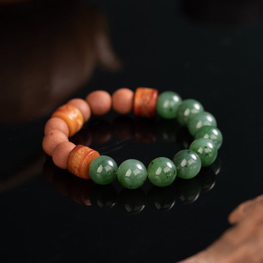 Free Wanderer" Jade & Yak Bone Bracelet