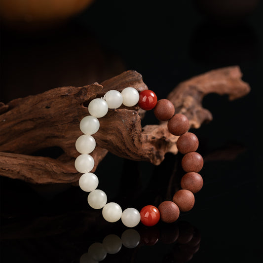 Sweet Peach Blossom" Jade & Agate Bracelet