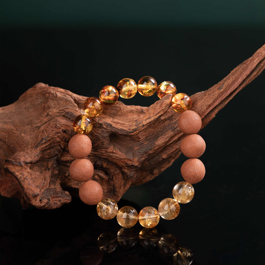 Golden Fortune Citrine & Amber Bead Bracelet
