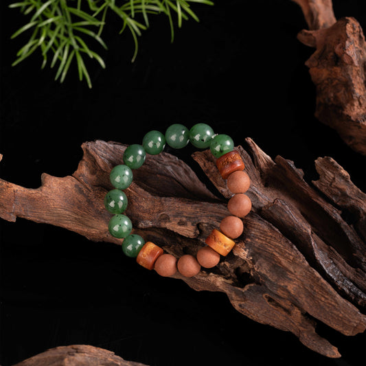 Free Wanderer" Jade & Yak Bone Bracelet